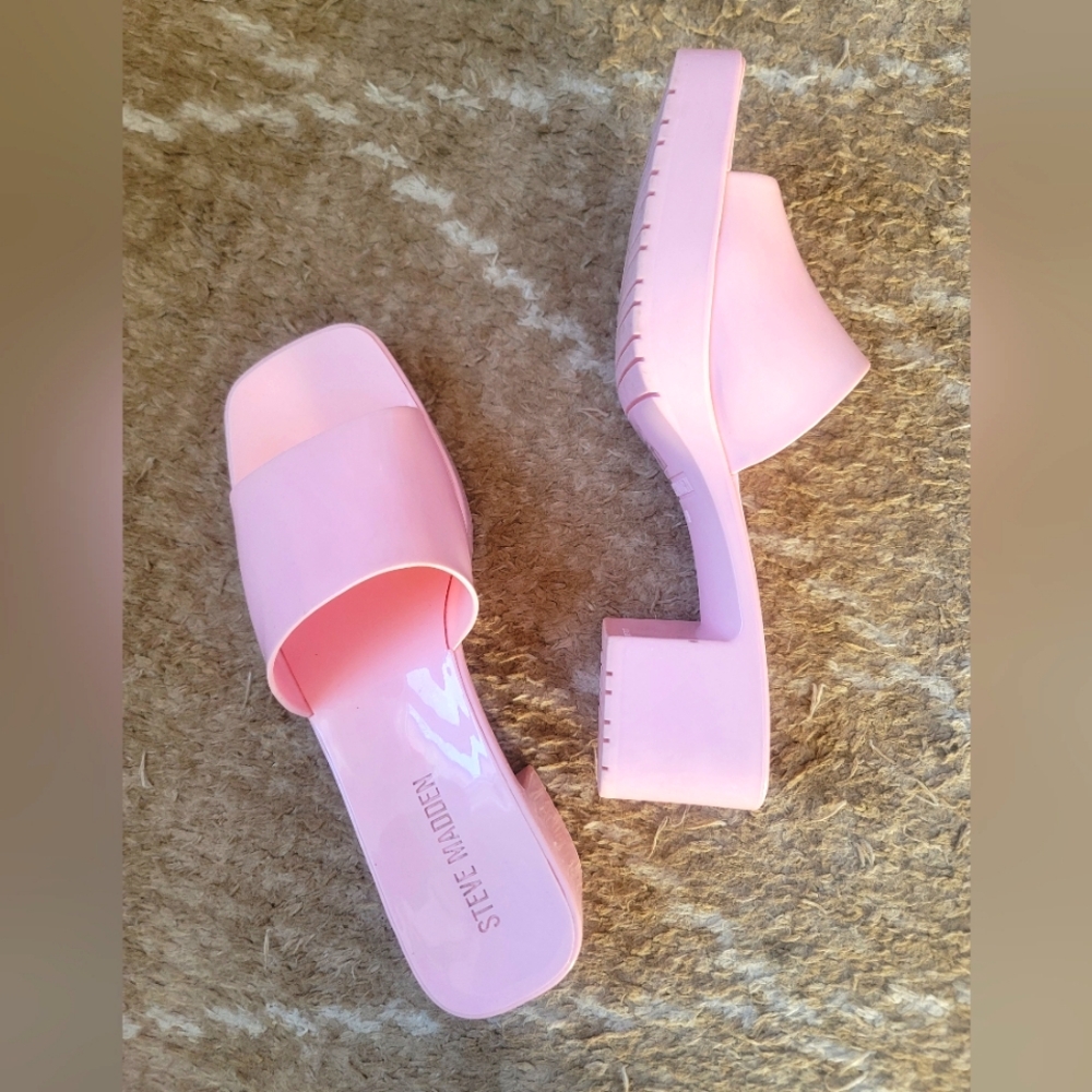 Steve Madden Harlin Jelly Pink Slides